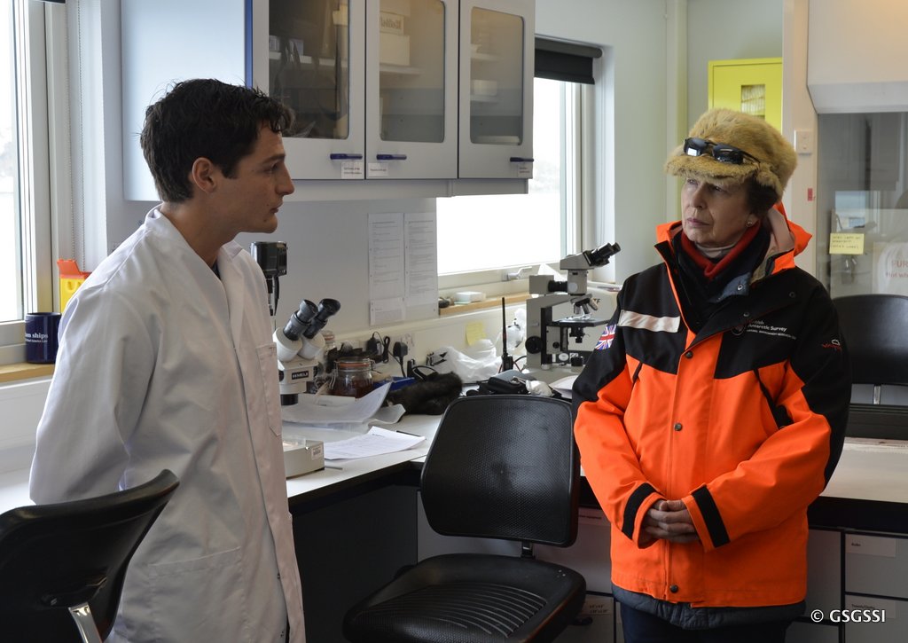 BAS scientists talk to HRH The Princess Royal about how their research contributes to sustainable fisheries.
